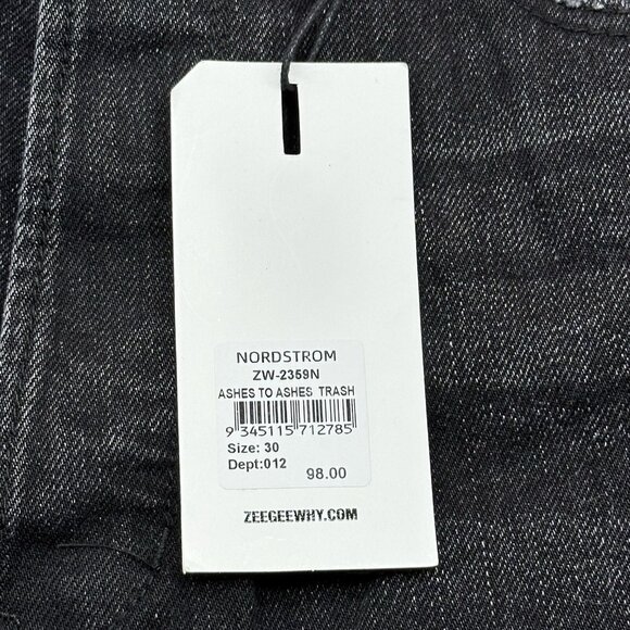 ZGY Denim Size 30 Straight Up Hi Rise Black Ashes To Ashes Trash Relaxed Fit NWT - Picture 6 of 16